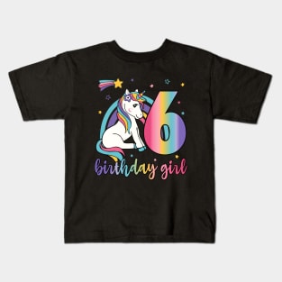 6th Birthday Girls Unicorn Kids T-Shirt